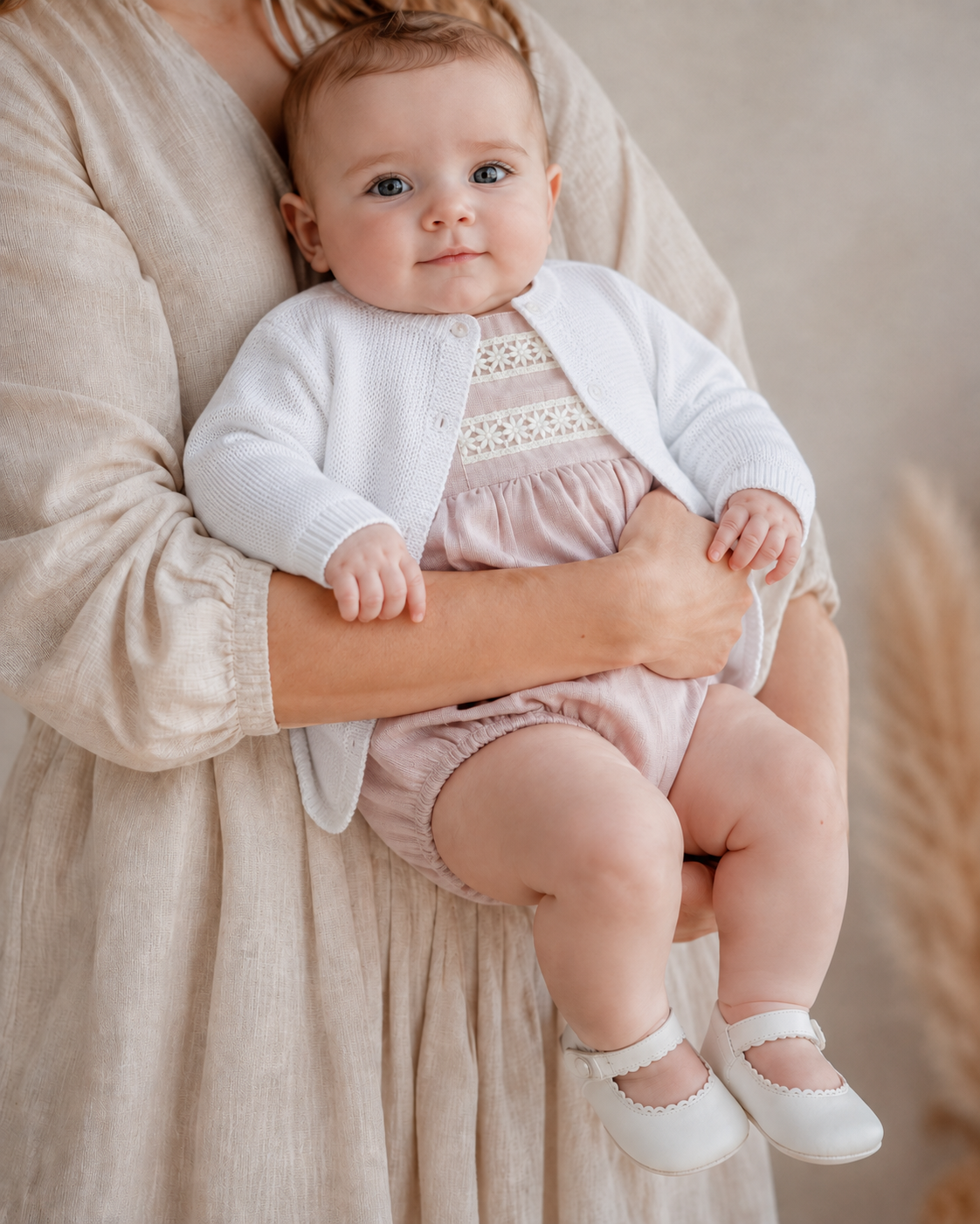 Ranita lino rosa macrame