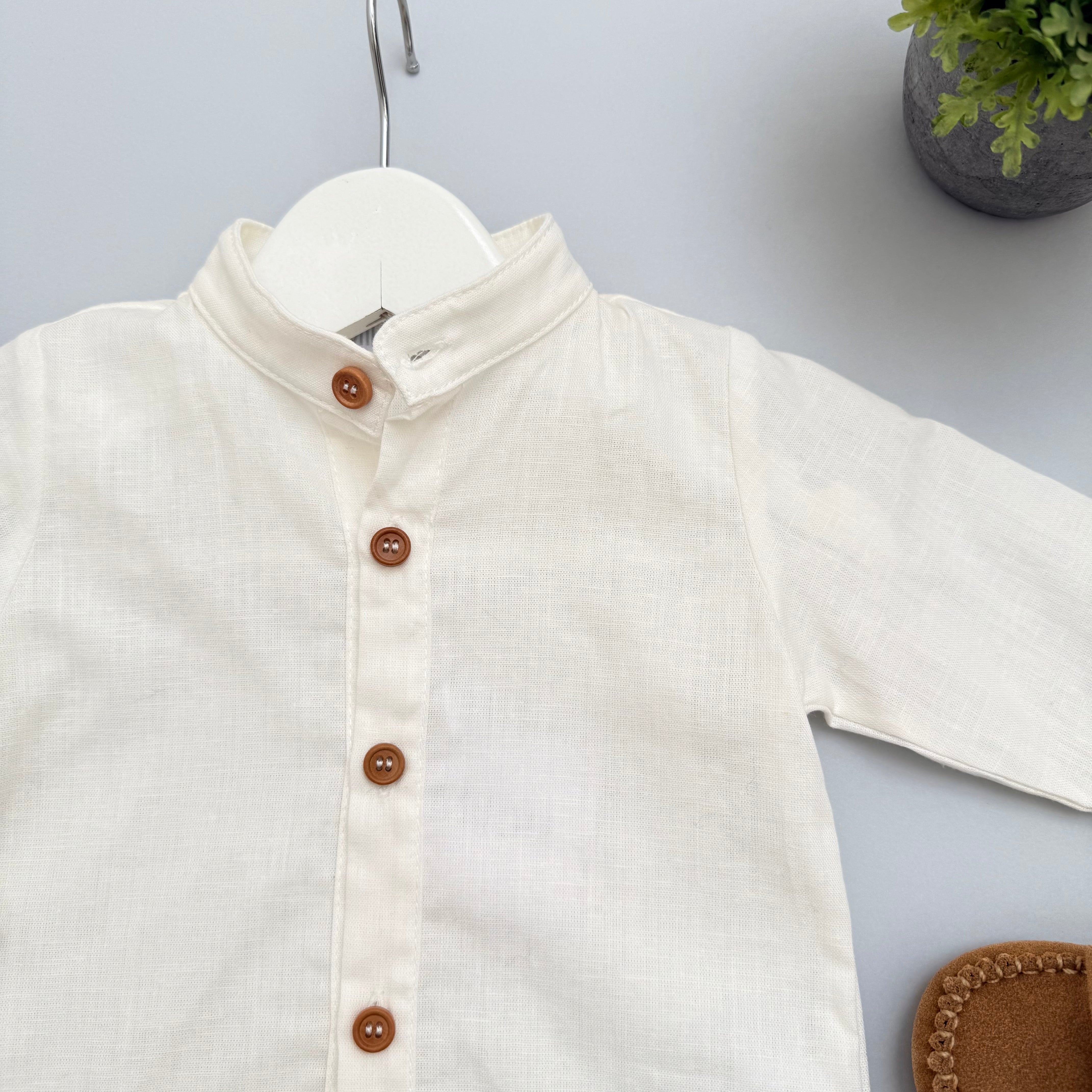 Camisa Lino Ml Crudo