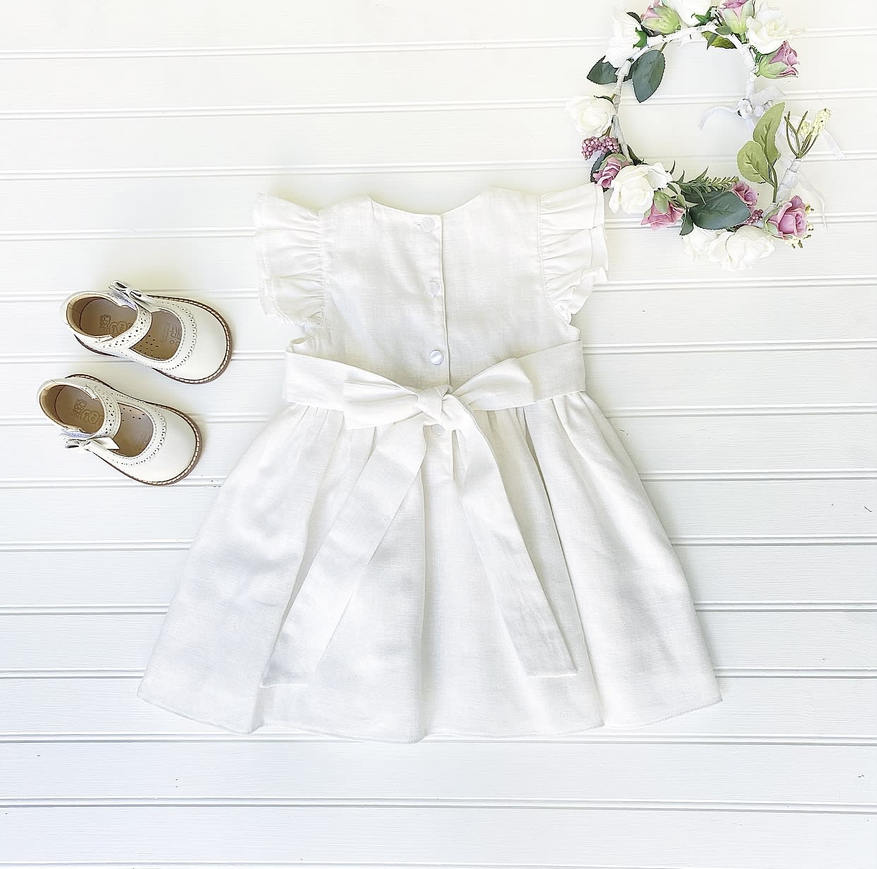 Vestido Lino Crudo Cinto