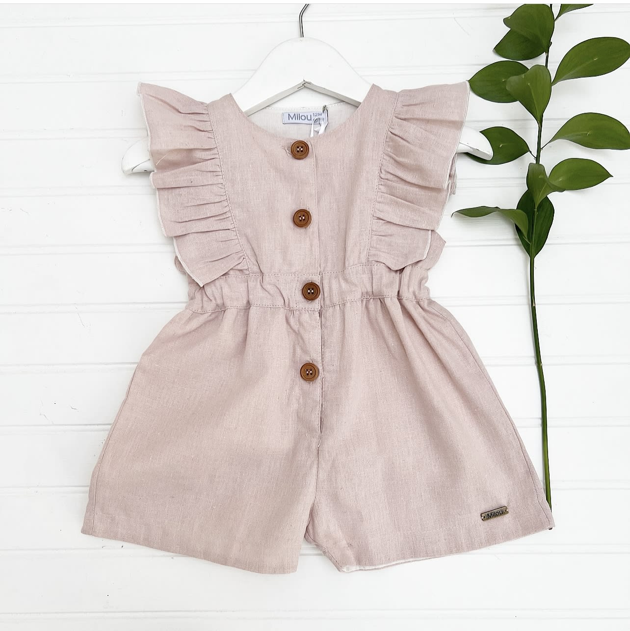 Enterito short lino rosa