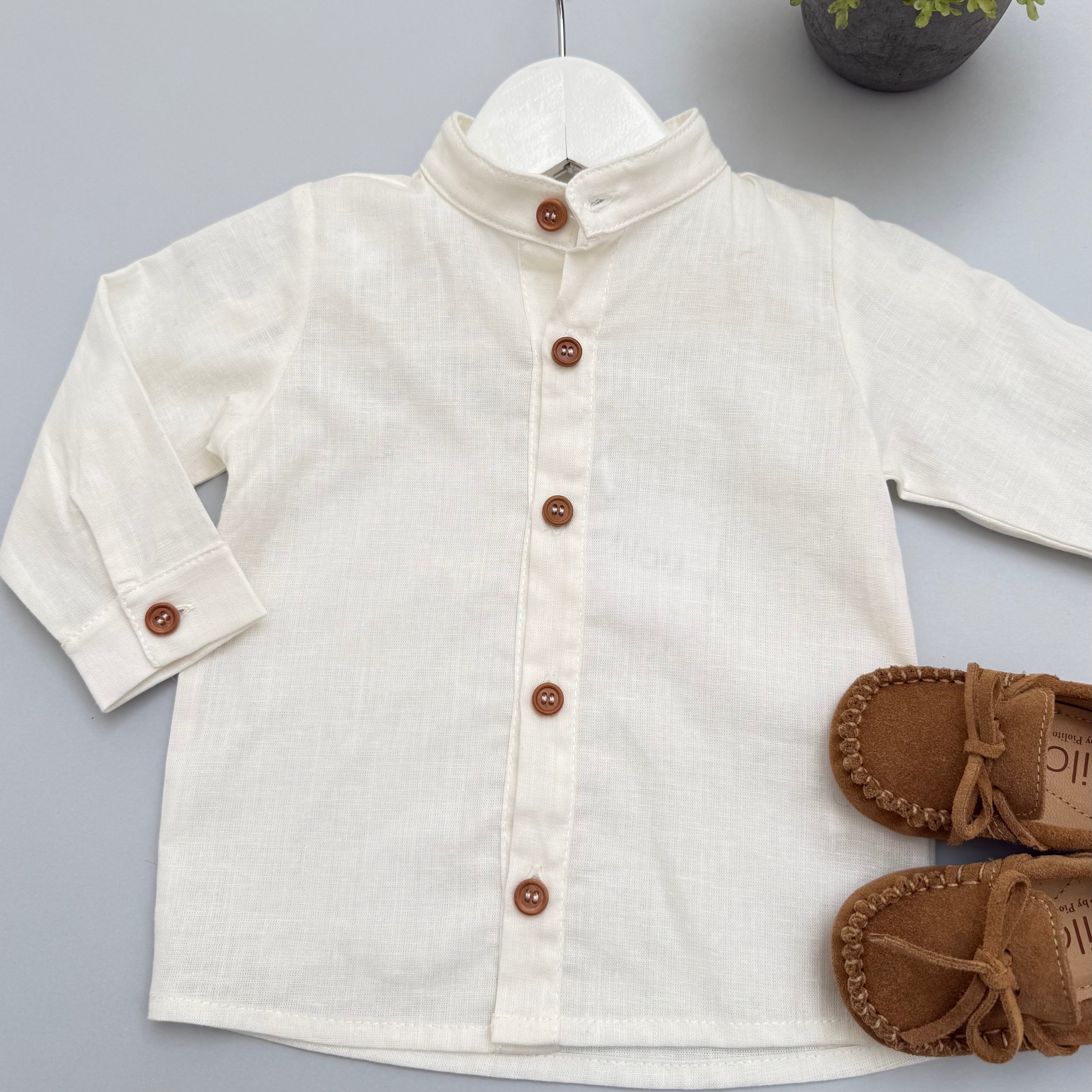 Camisa Lino Ml Crudo