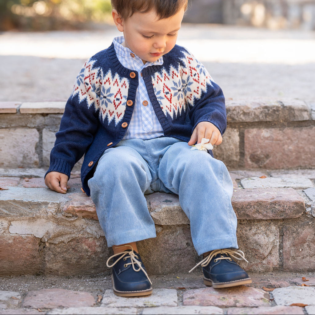 Mocasin niño cuero azul
