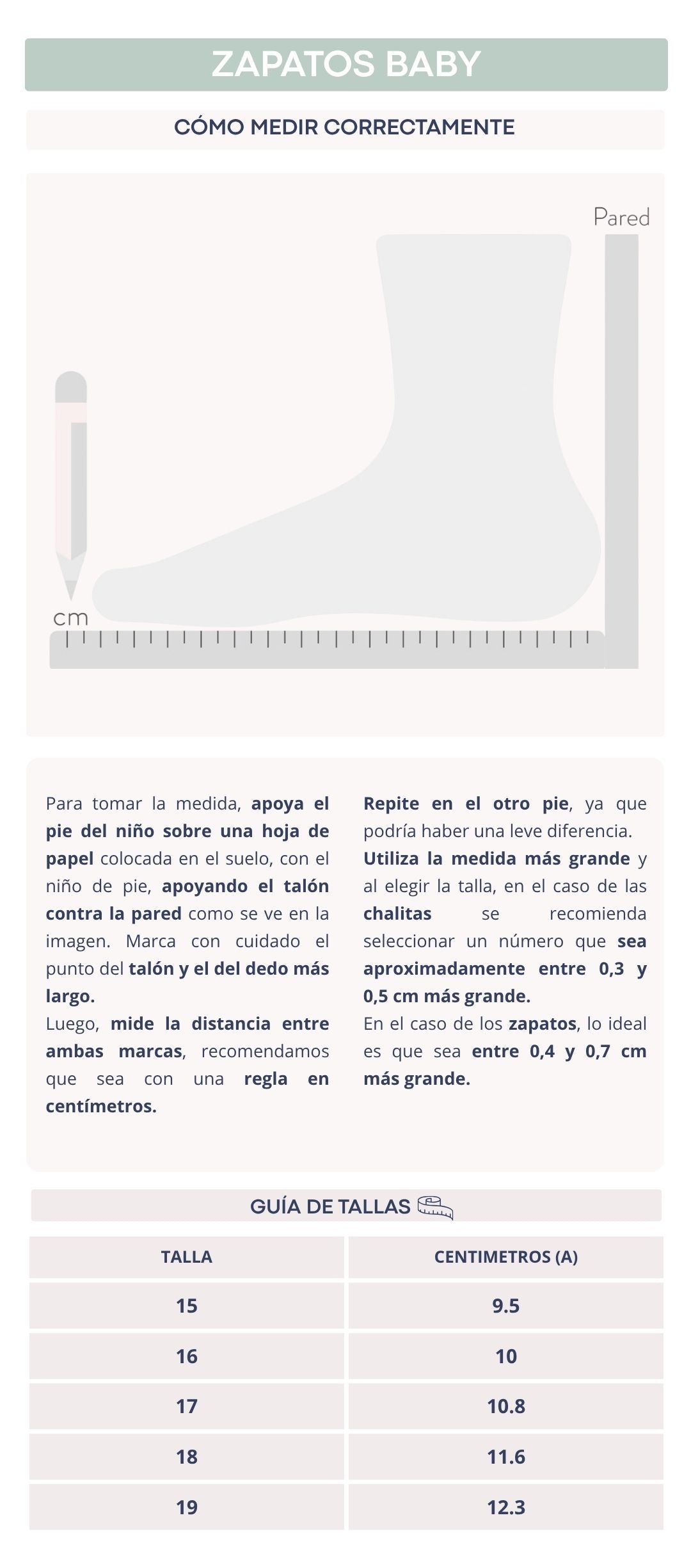 Tabla de tallas Baby shoes