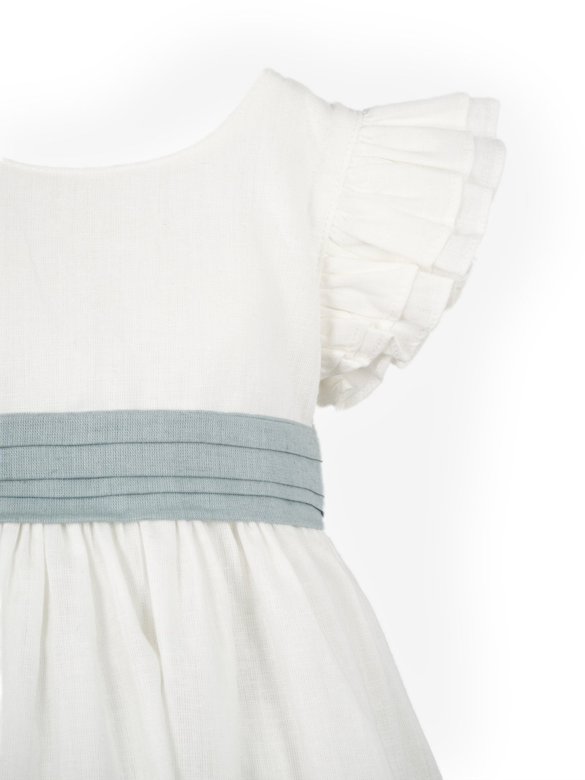 Vestido Lino Crudo Cinto Menta