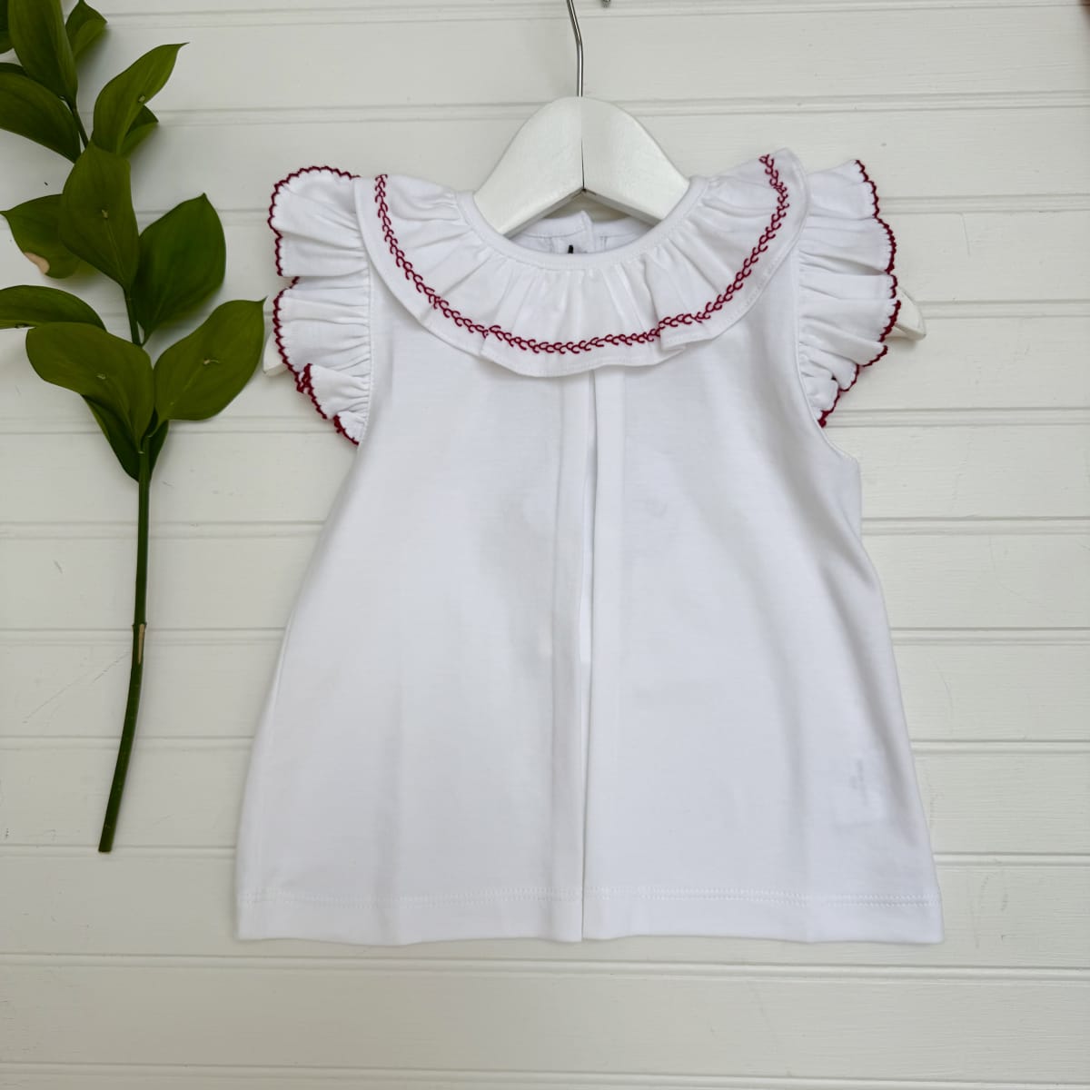 Polera bobo bordada roja