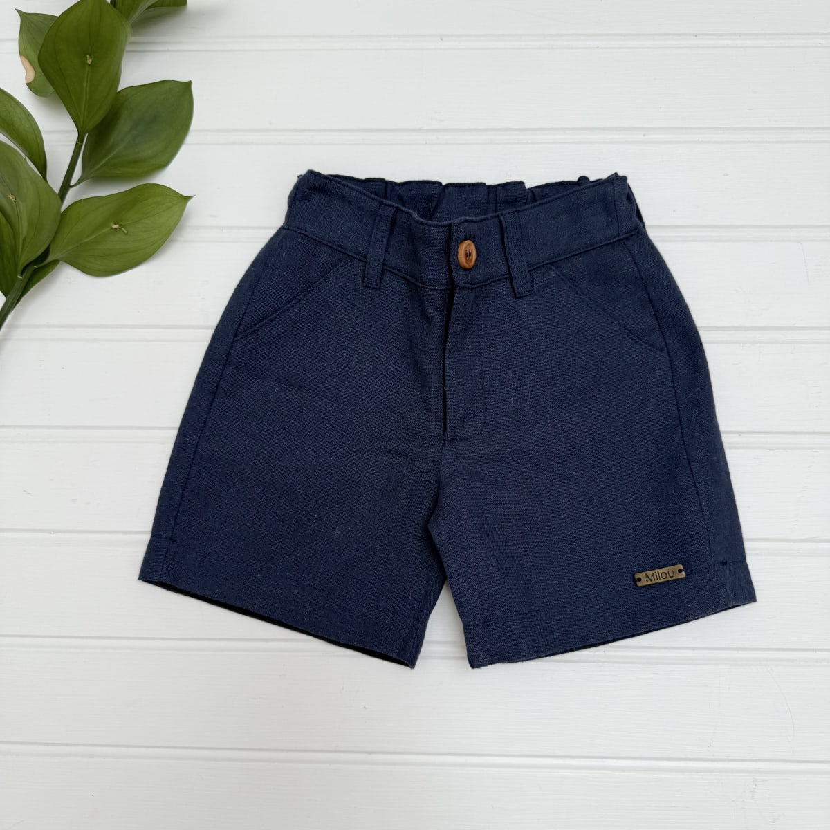 Bermuda niño lino azul