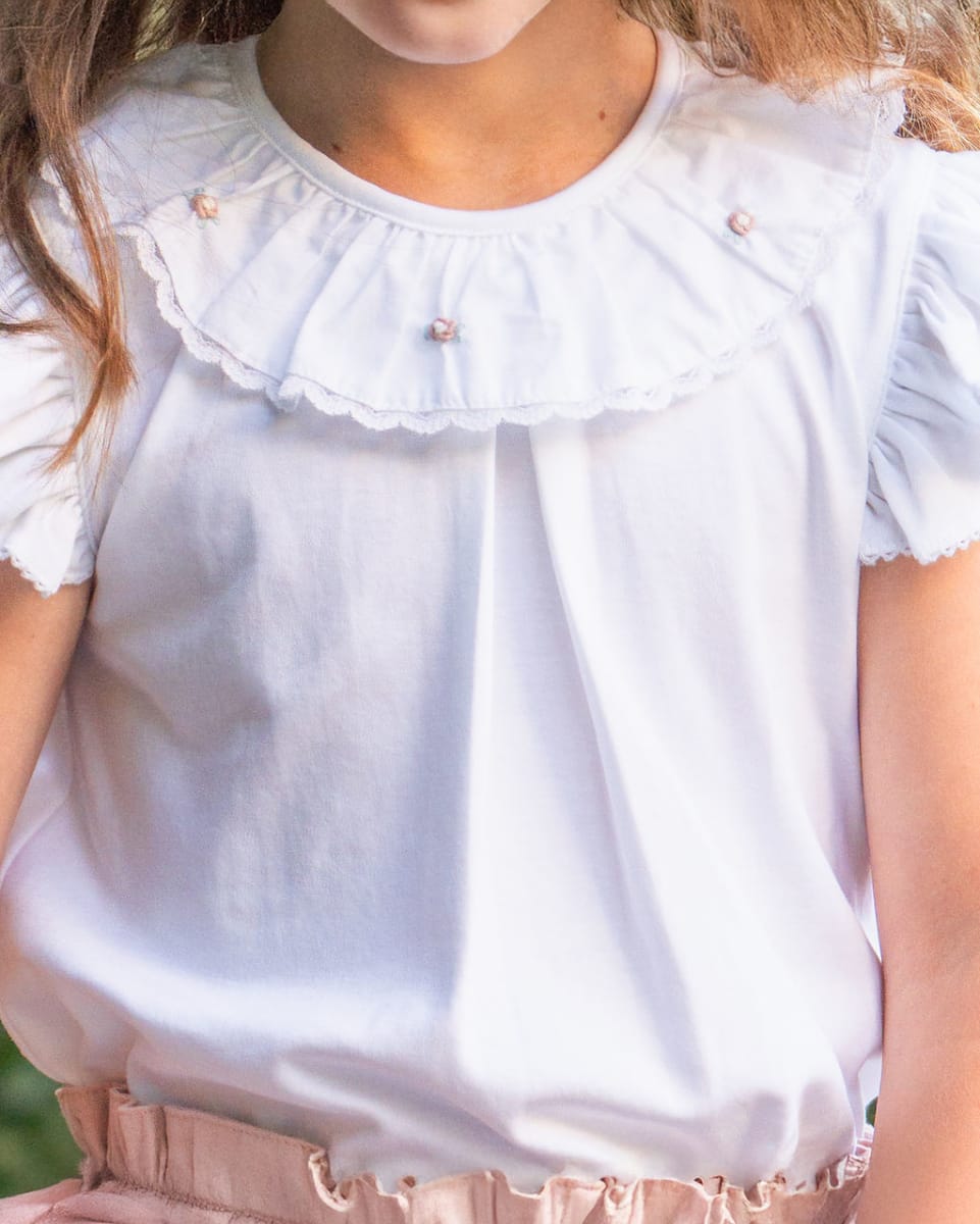 Polera pima m/c bordada