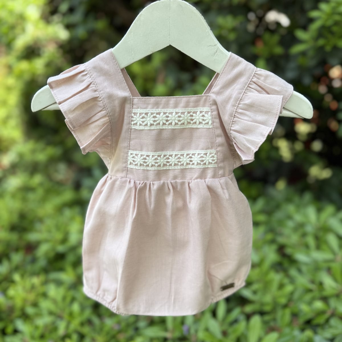 Ranita lino rosa macrame
