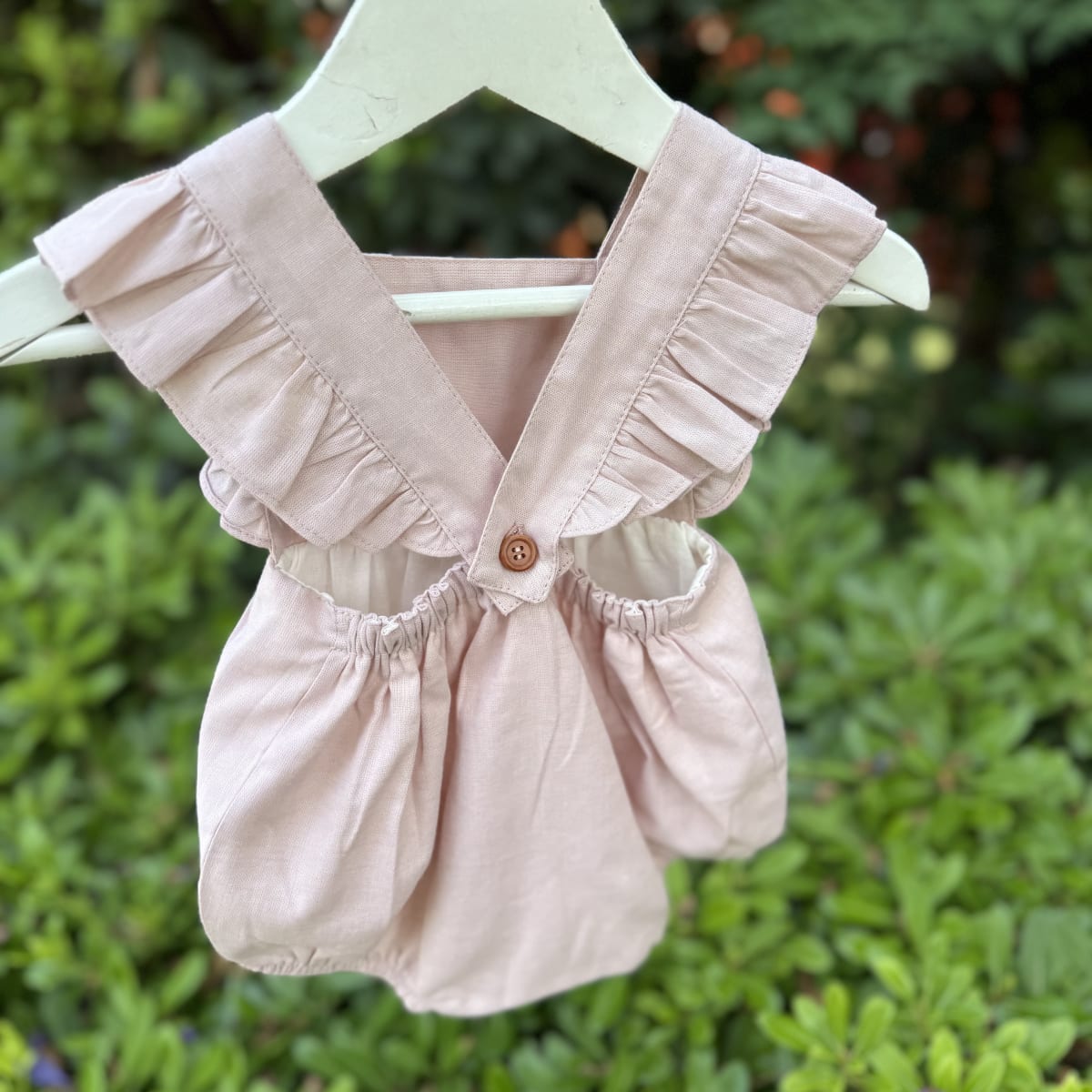Ranita lino rosa macrame