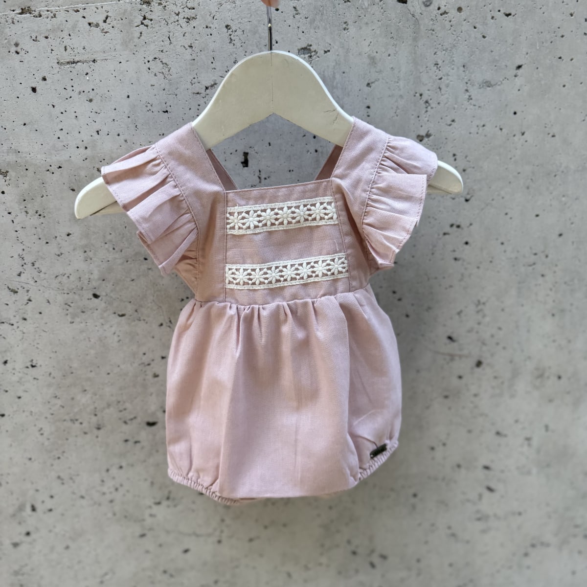Ranita lino rosa macrame