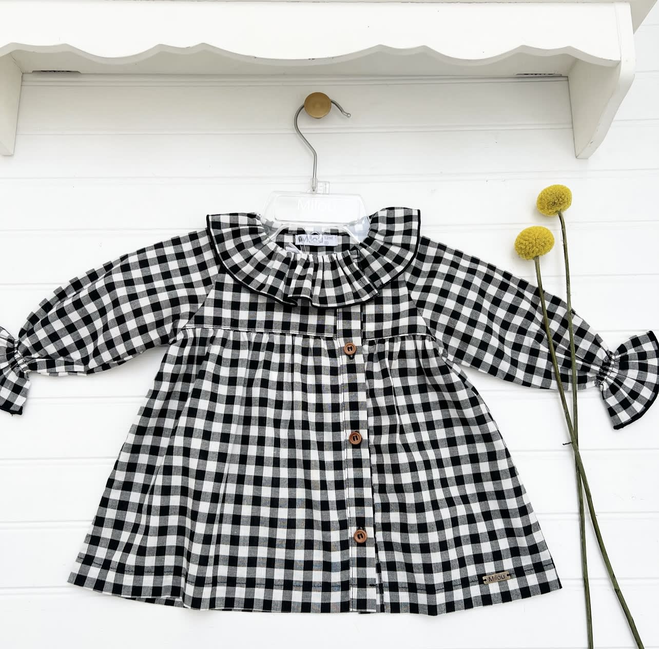 Blusa m/l cuadros neg