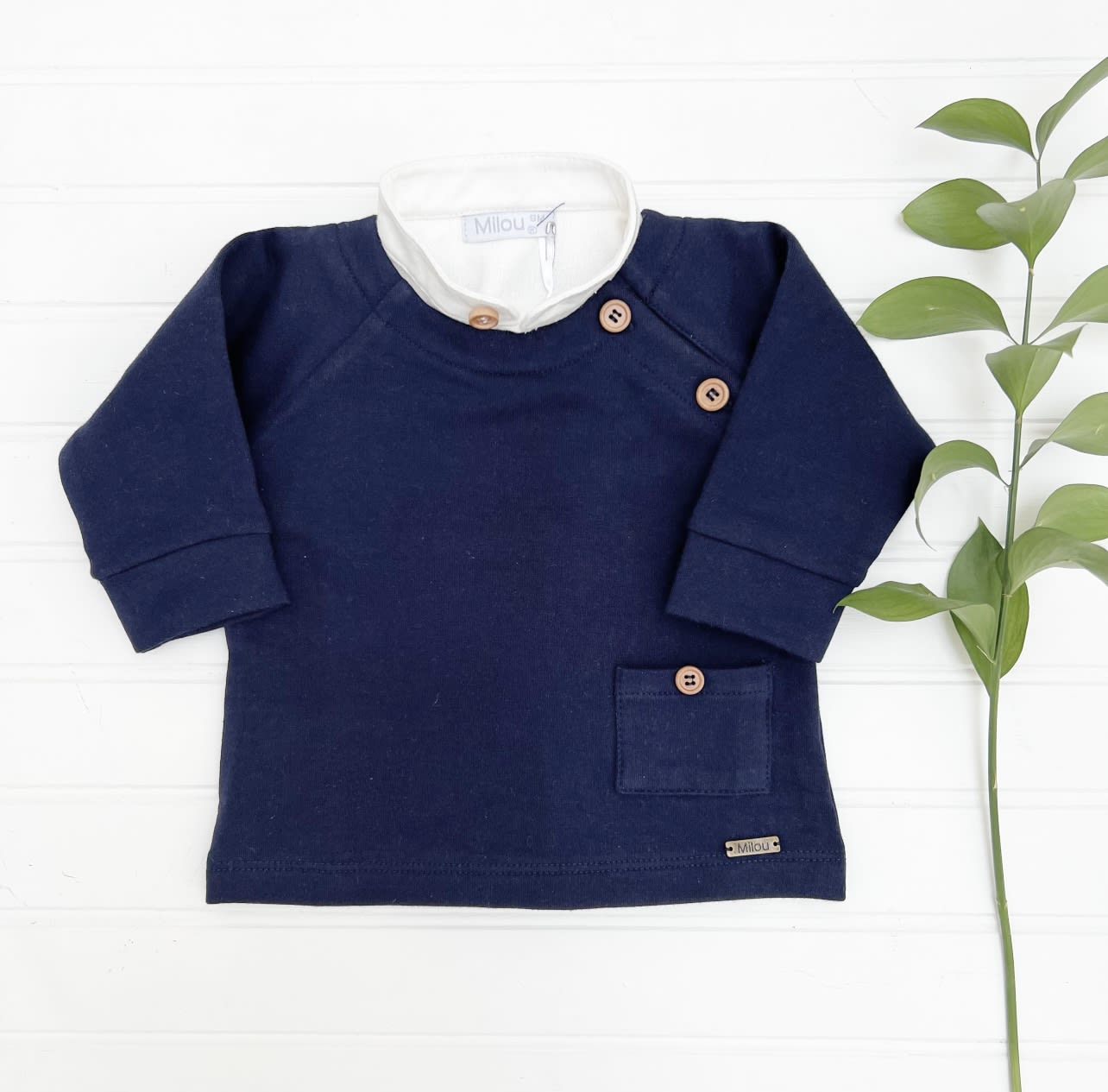 Poleron azul botones