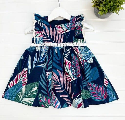 Vestido hojitas  azul