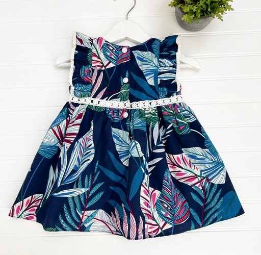 Vestido hojitas  azul