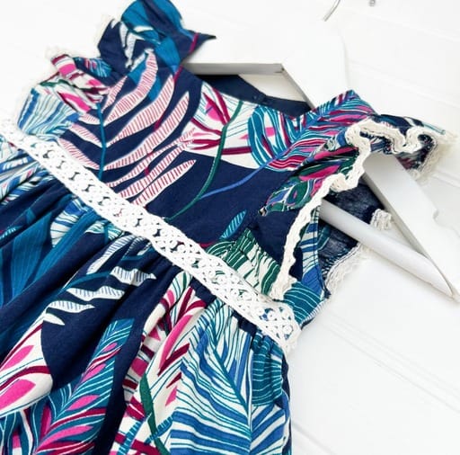 Vestido hojitas  azul