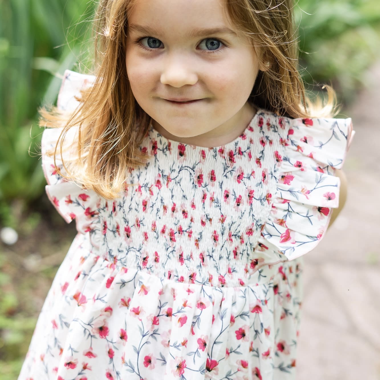 Vestido ina m/c flores rosa