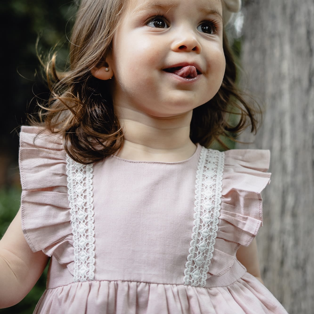 Vestido lino rosa m/c