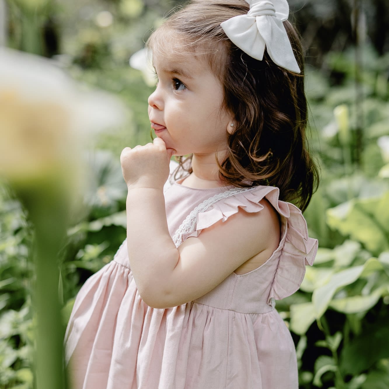 Vestido lino rosa m/c