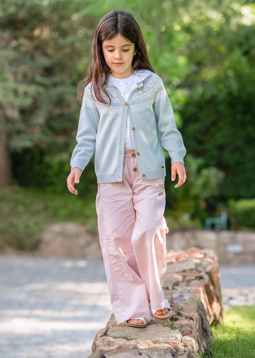 Pantalon lino niña rosa