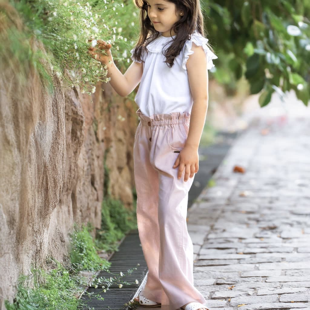 Pantalon lino niña rosa