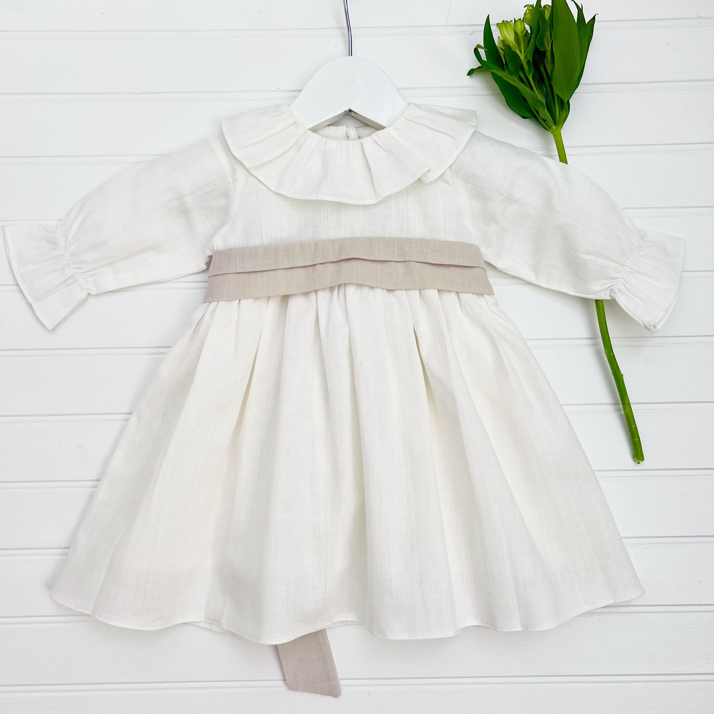 Vestido Lino Ml Cinto Arena