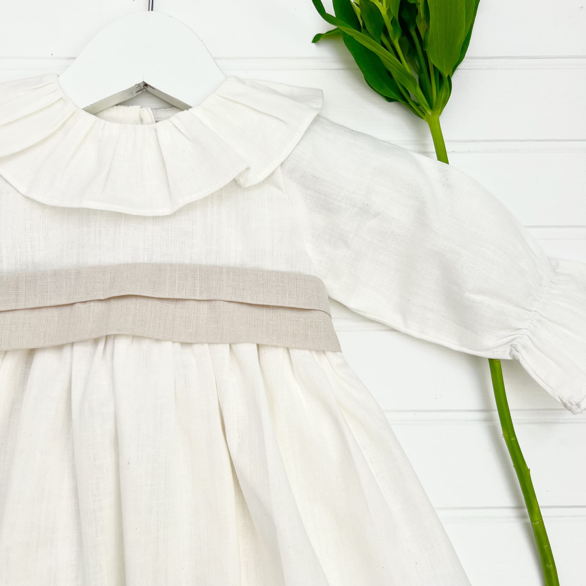Vestido Lino Ml Cinto Arena