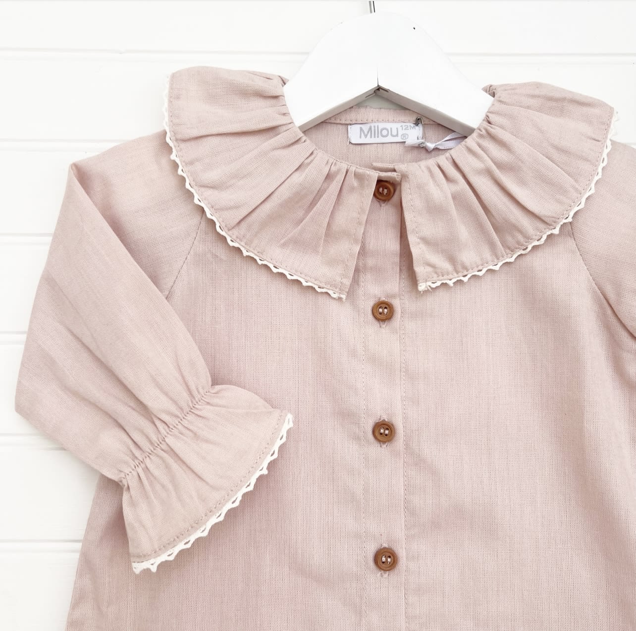 Blusa lino m/l rosa macrame