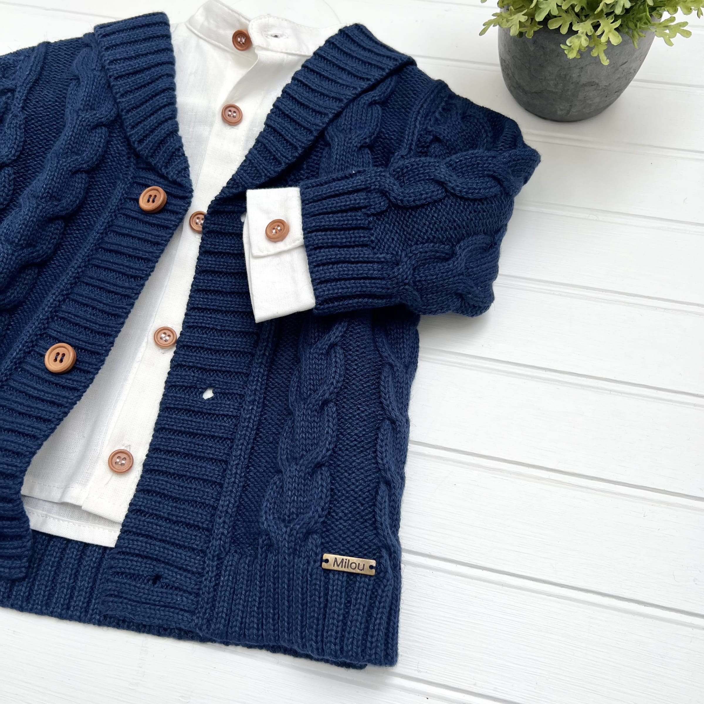 Chaleco Smocking Niño Azul