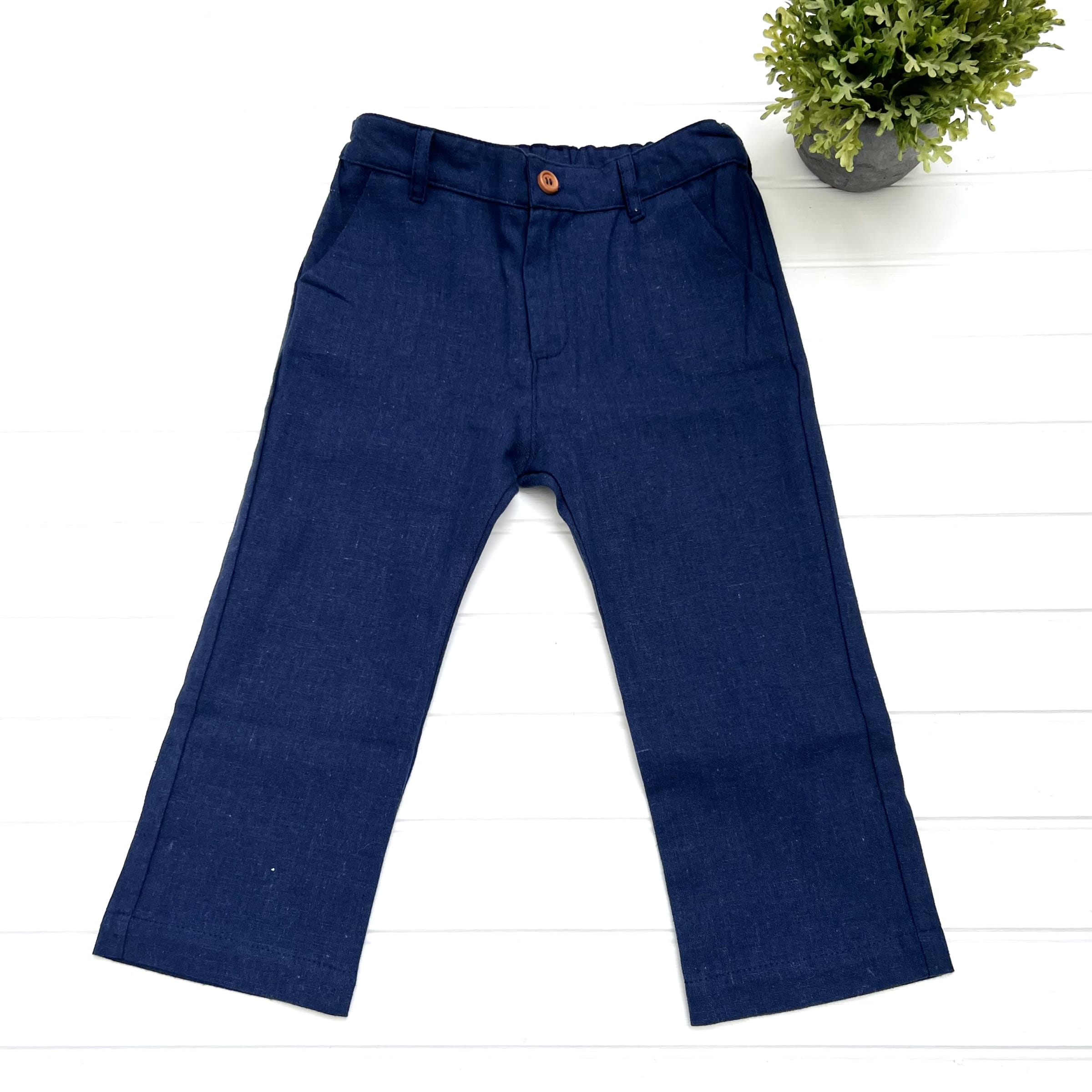 Pantalon Niño Lino Azul