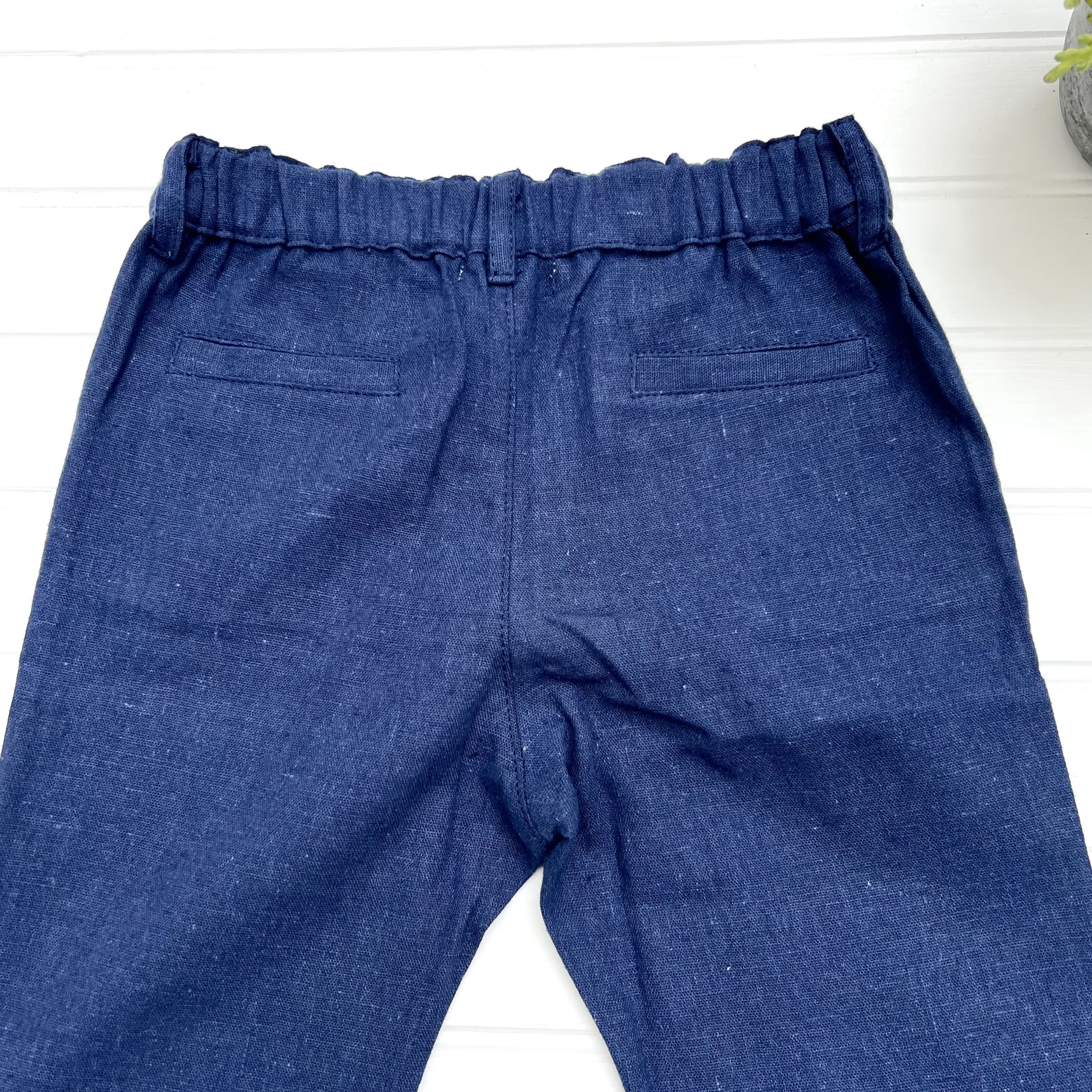 Pantalon Niño Lino Azul