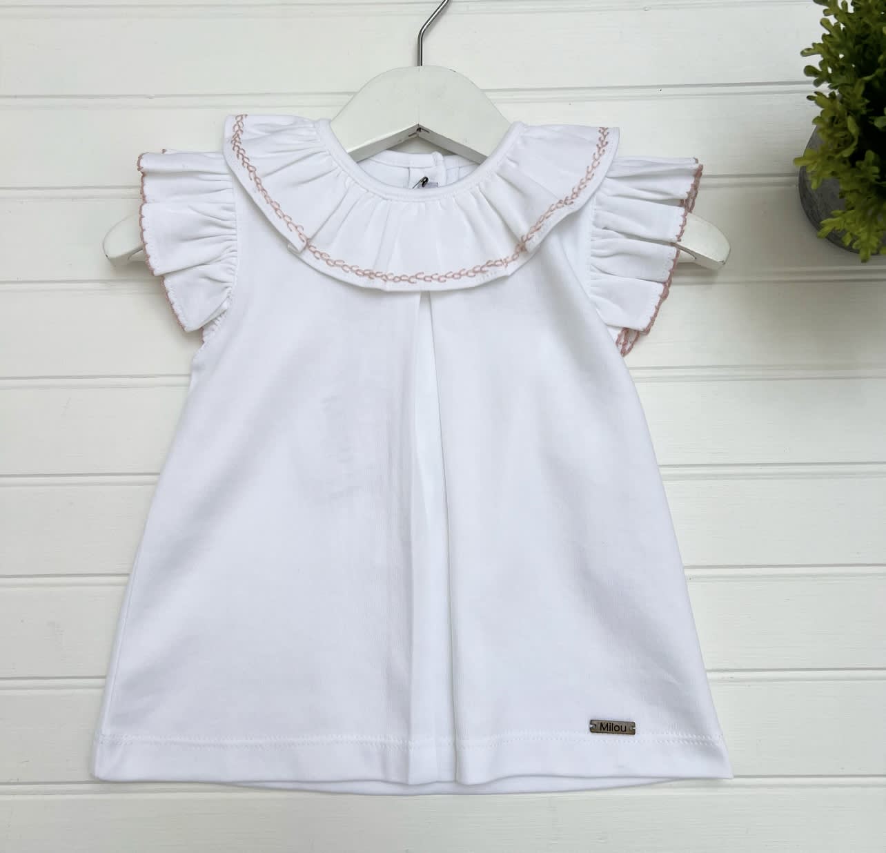 Polera bobo bordado rosa