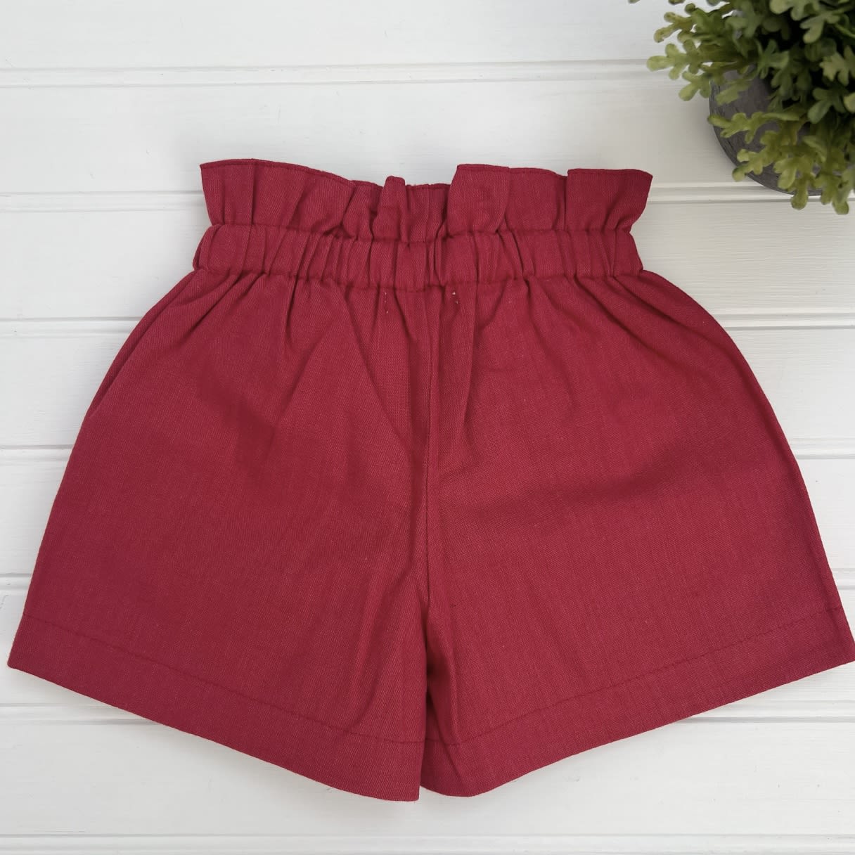 Short niña lazo lino rojo