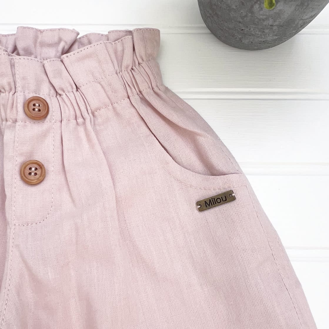 Pantalon lino niña rosa