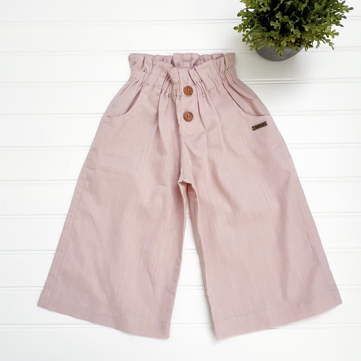 Pantalon lino niña rosa