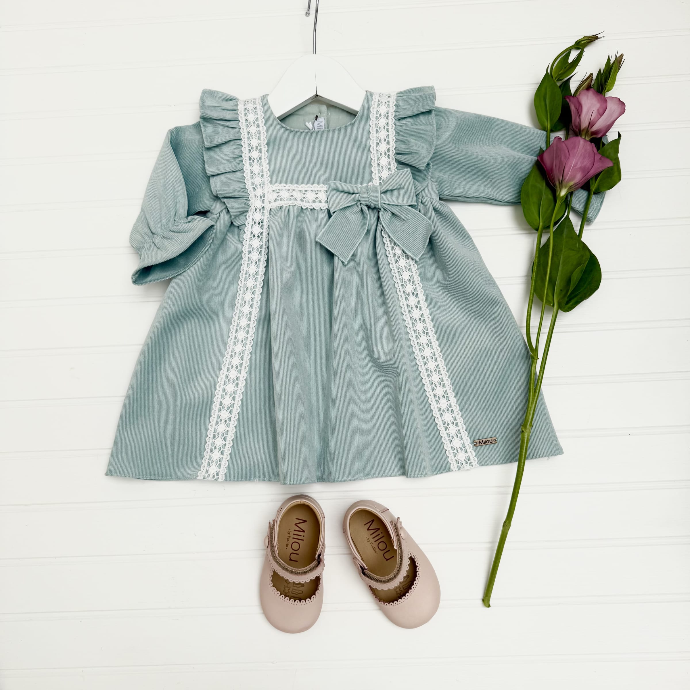 Vestido corderoi menta