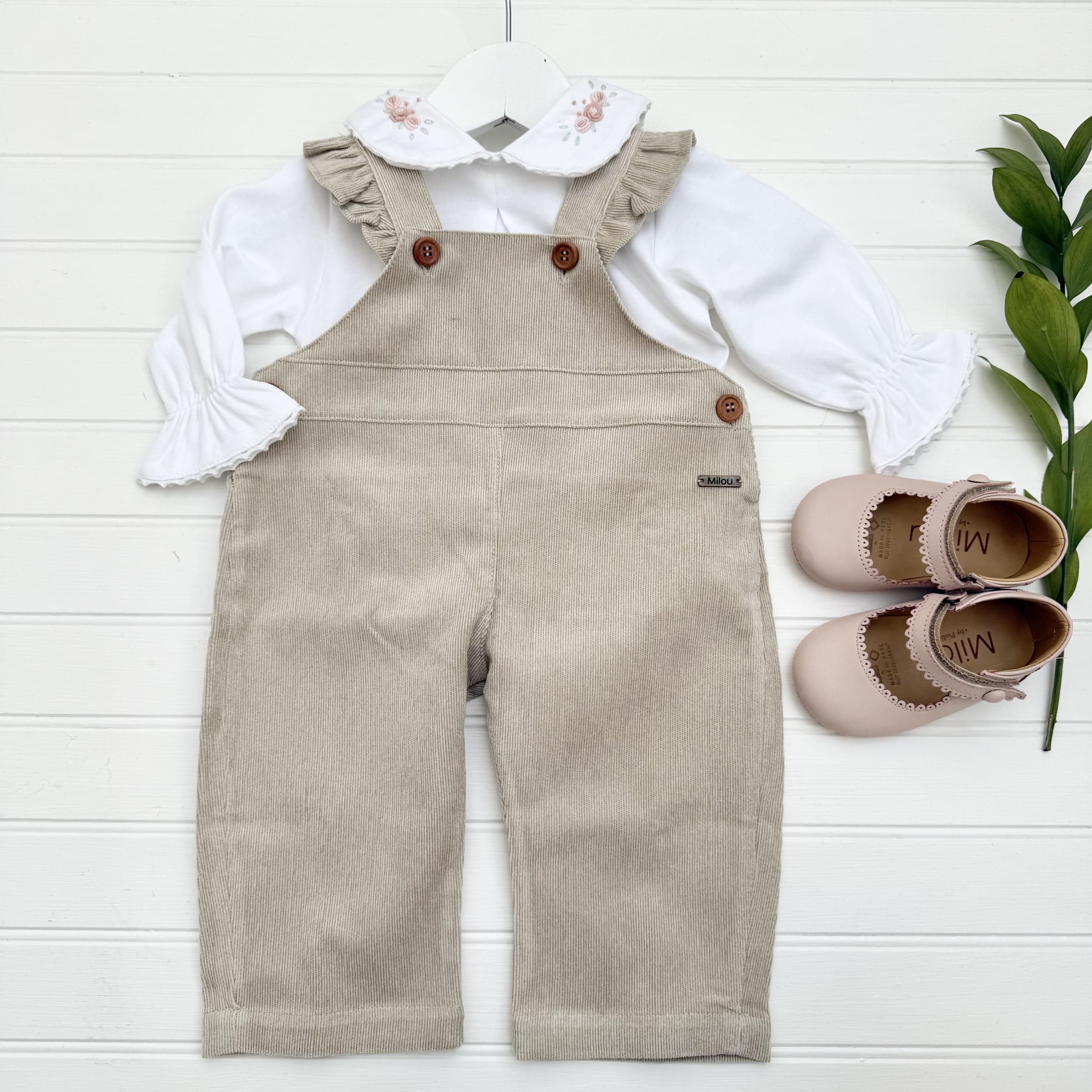 Jardinera niña cotele beige