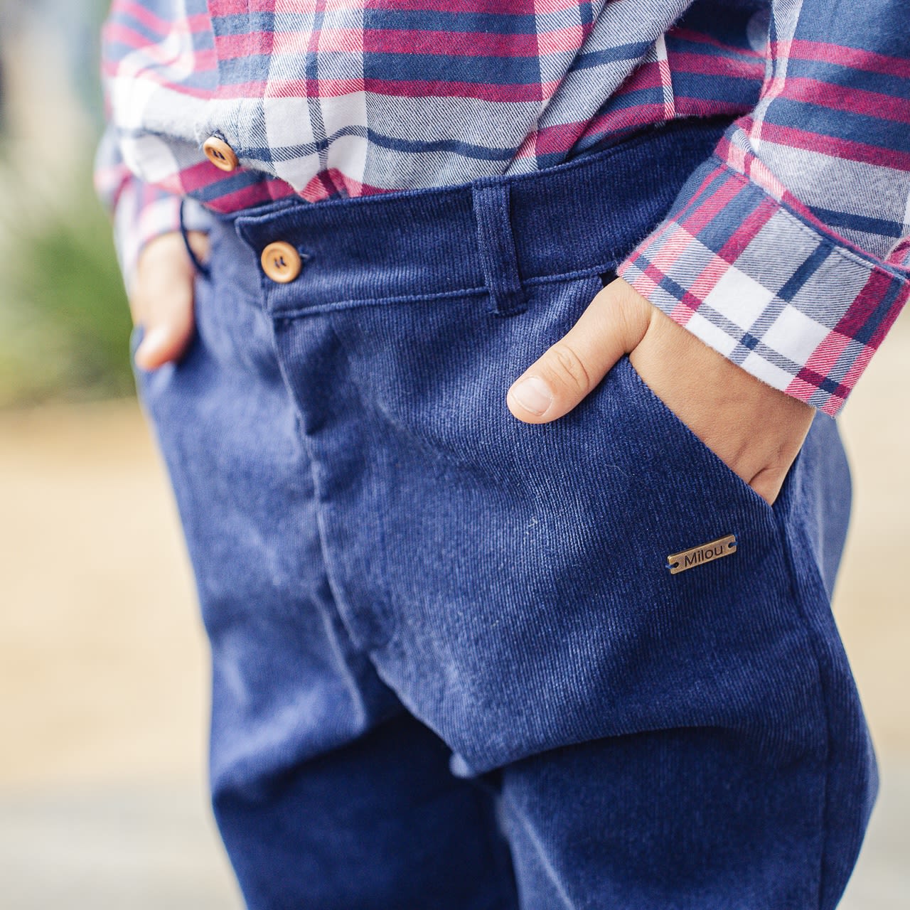 Pantalon cotele marino