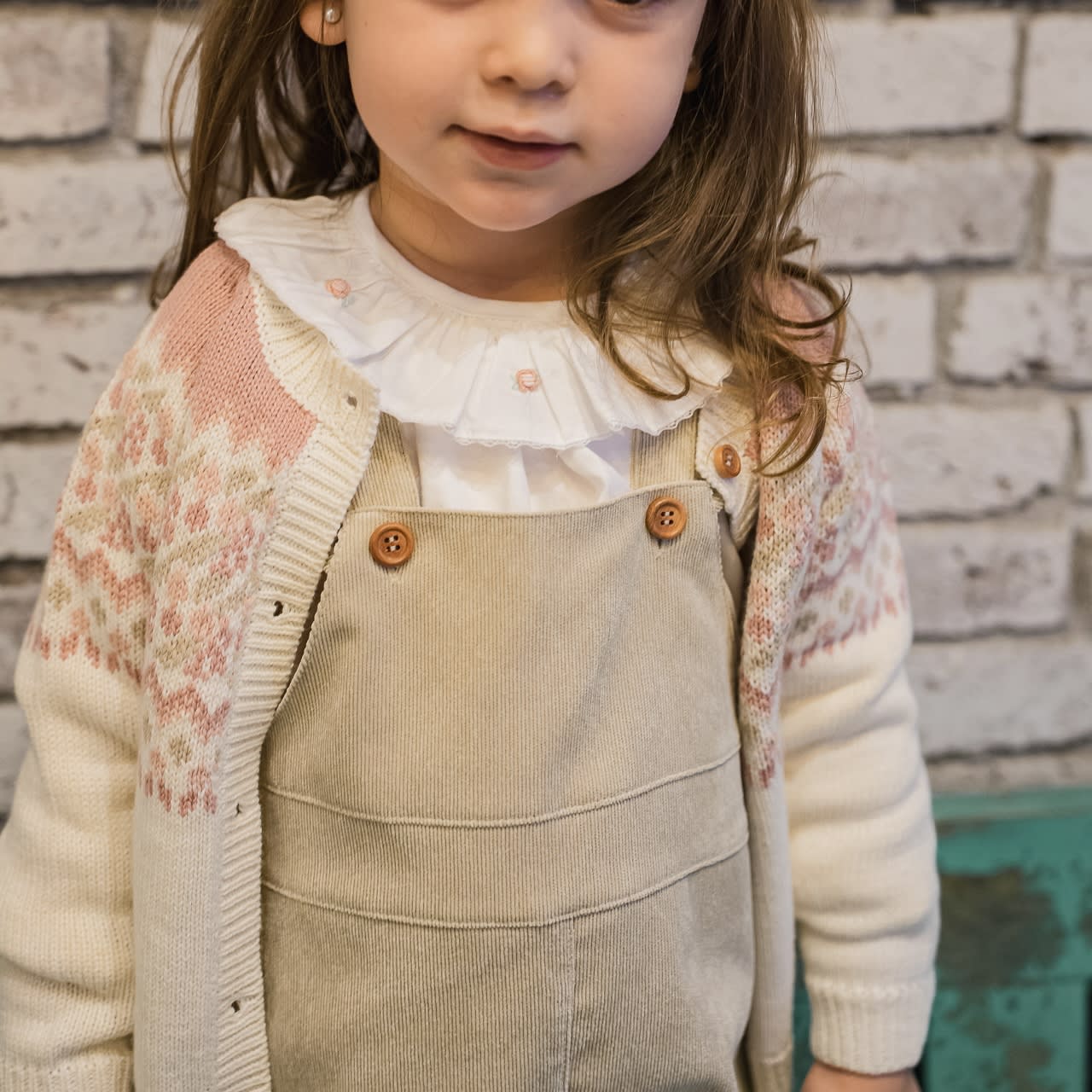 Jardinera niña cotele beige
